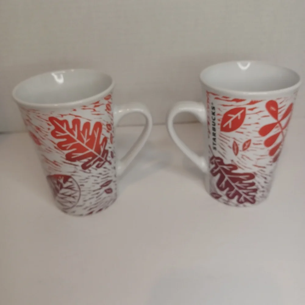 2017 Starbucks Autumn Leaves 11oz. Coffee Mugs ( Set of 2)‎ Ombre Fall Coloring
